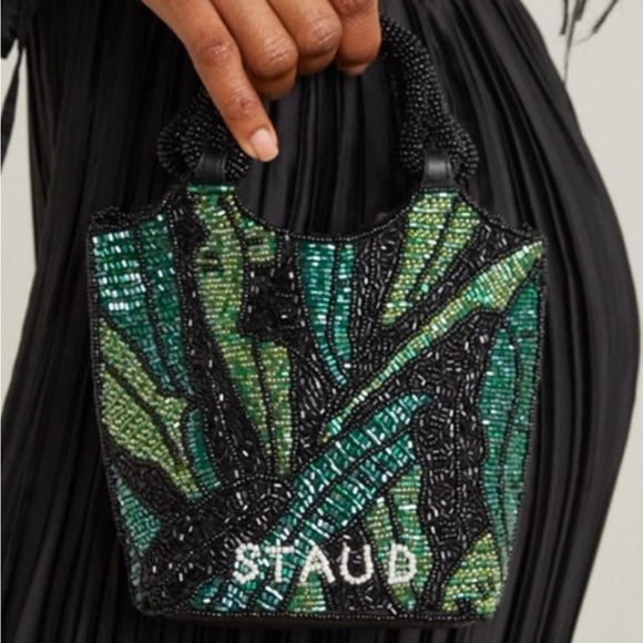 STAUD Zoe Green Palm Beaded Bag (small) - Picture 3 of 4